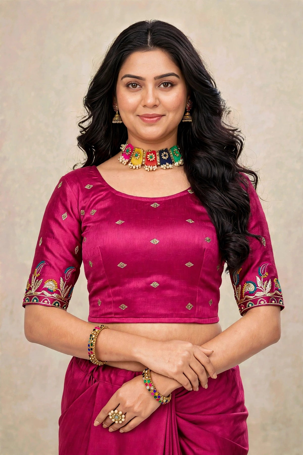Stretchable blouse RANI pink colour