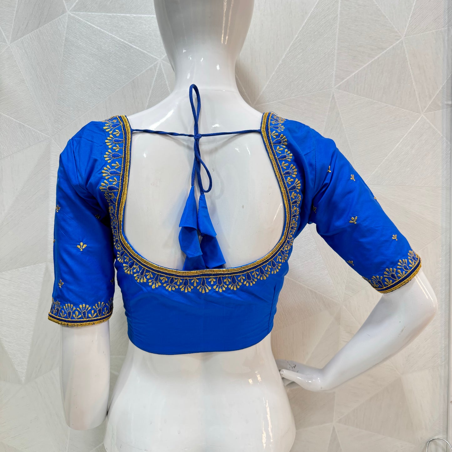 Machine work designer Readymade blouse silver color