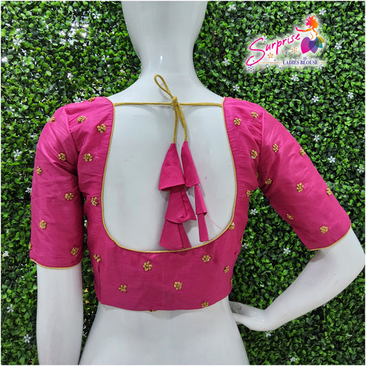 Simple handwork readymade blouse pink color