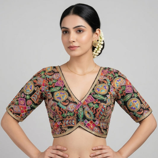 Multicolor Crepe Silk Blouse
