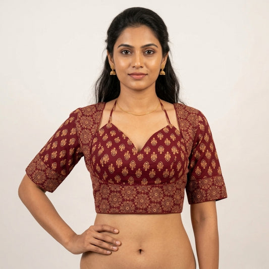 Ajrakh Printed Madhubala Pattern Cotton Blouse