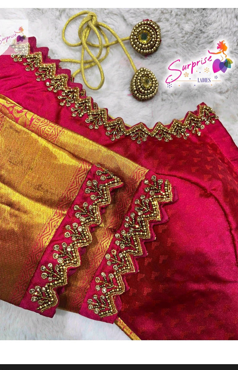 Simple Handwork Blouse Blue
