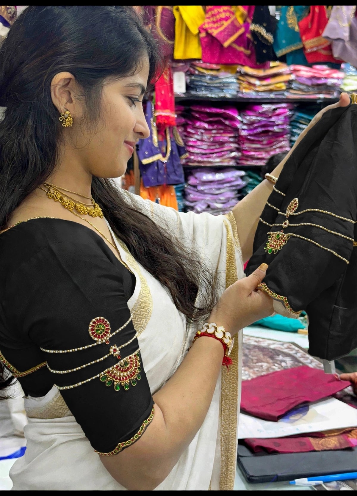 Designer jewellery pattern Handwork Blouse