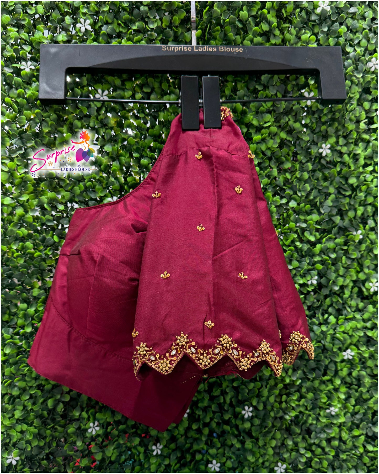 Handwork designer Ari work blouse maroon color