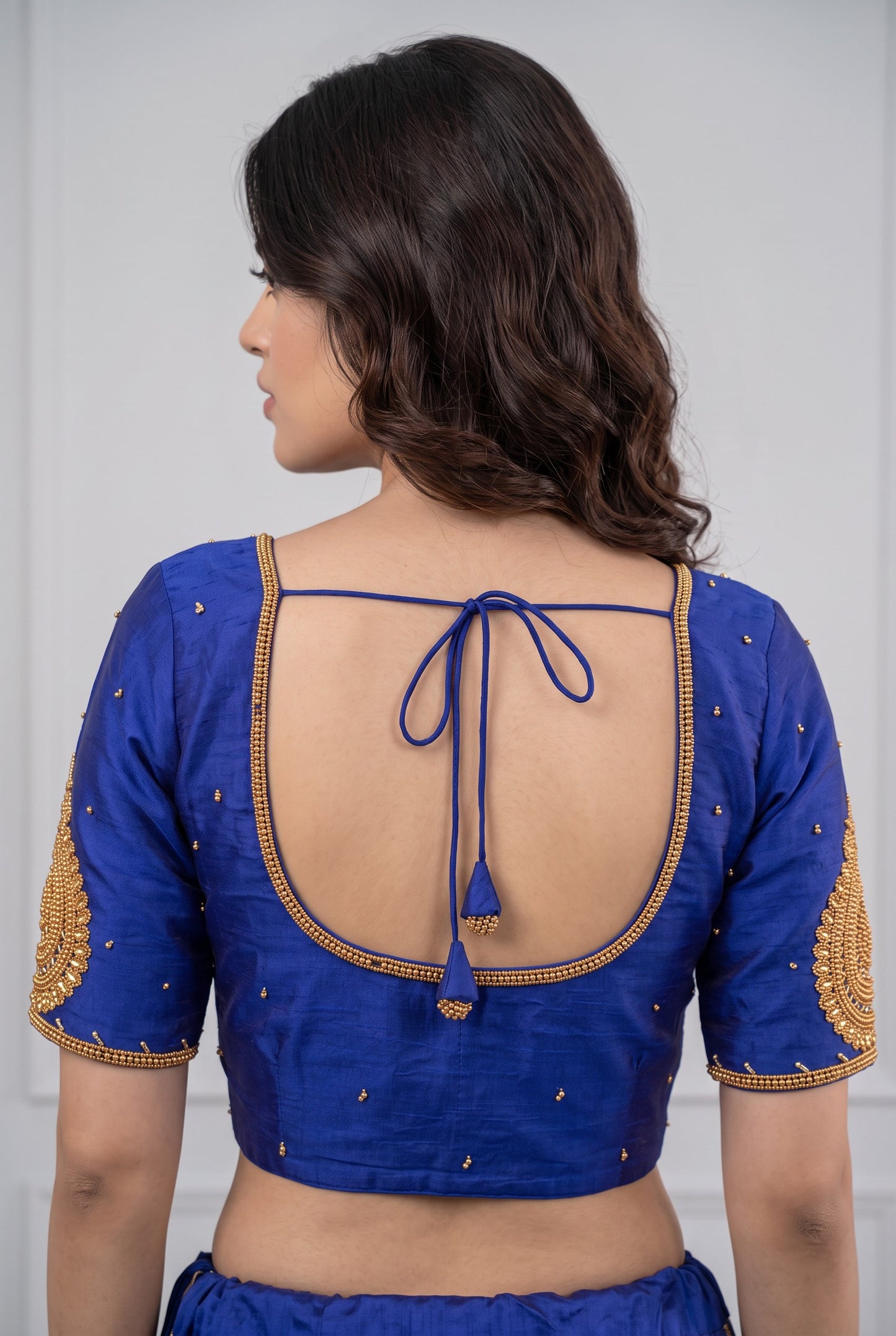 HANDWORK READY MADE BLOUSE (ROYAL BLUE)