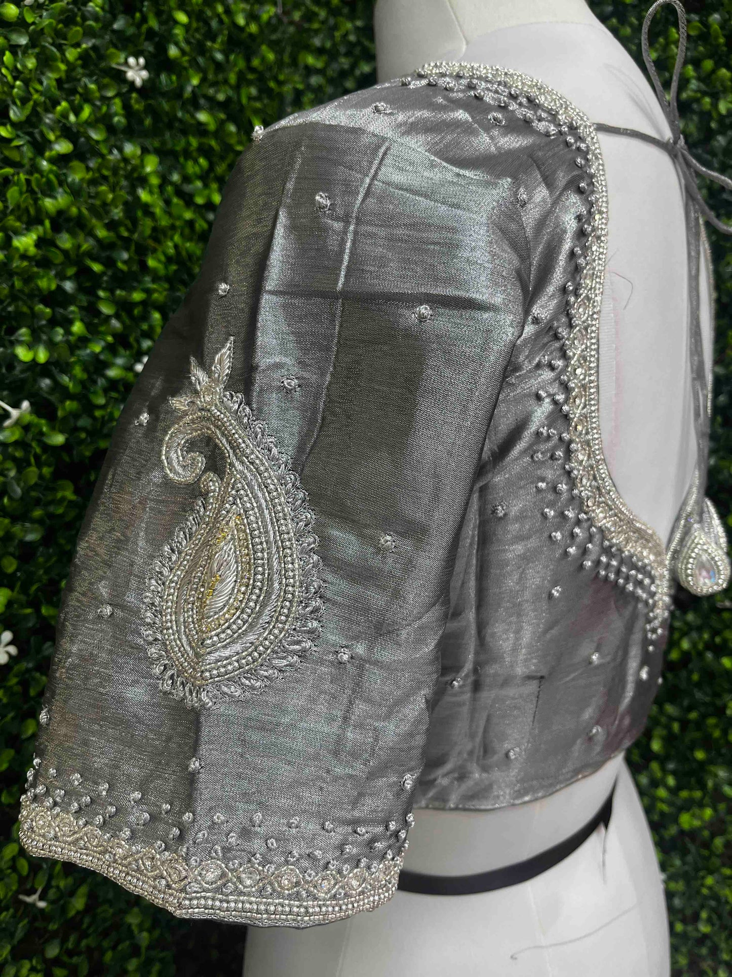 Designer Handwork Blouse Silver