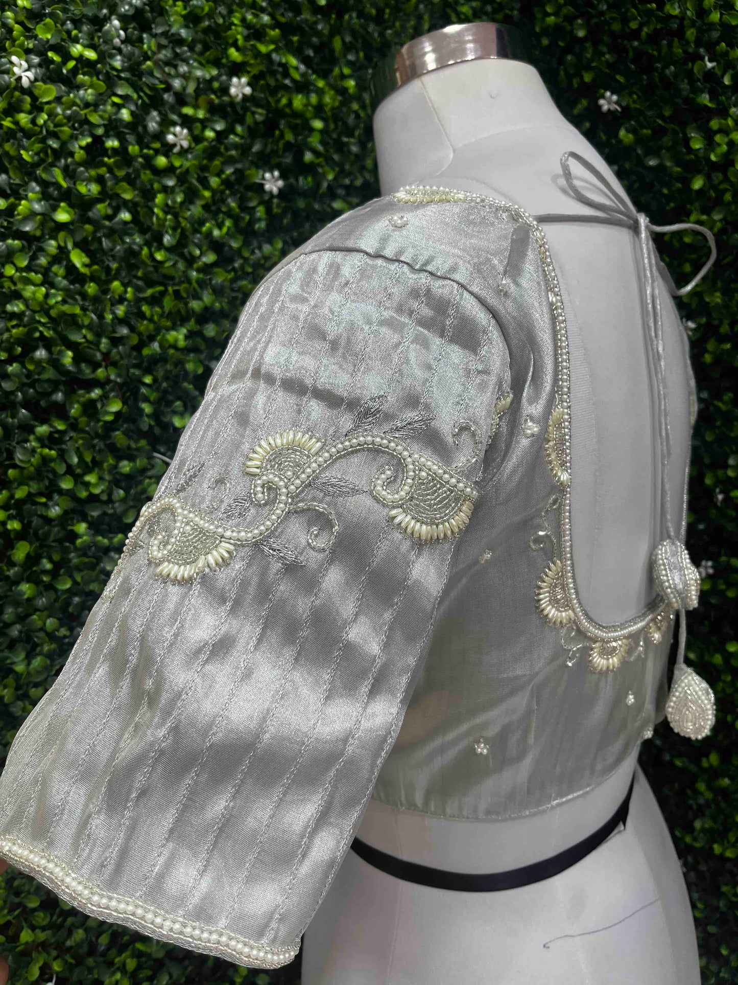 Designer Handwork Blouse Silver