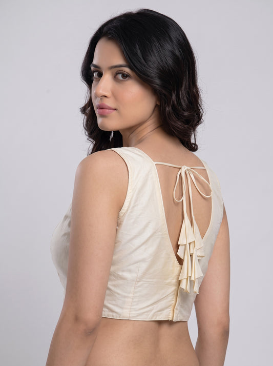 READY MADE SLEEVELESS SILK BLOUSE (WHITE)