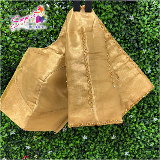 Simple handwork  readymade blouse  gold color