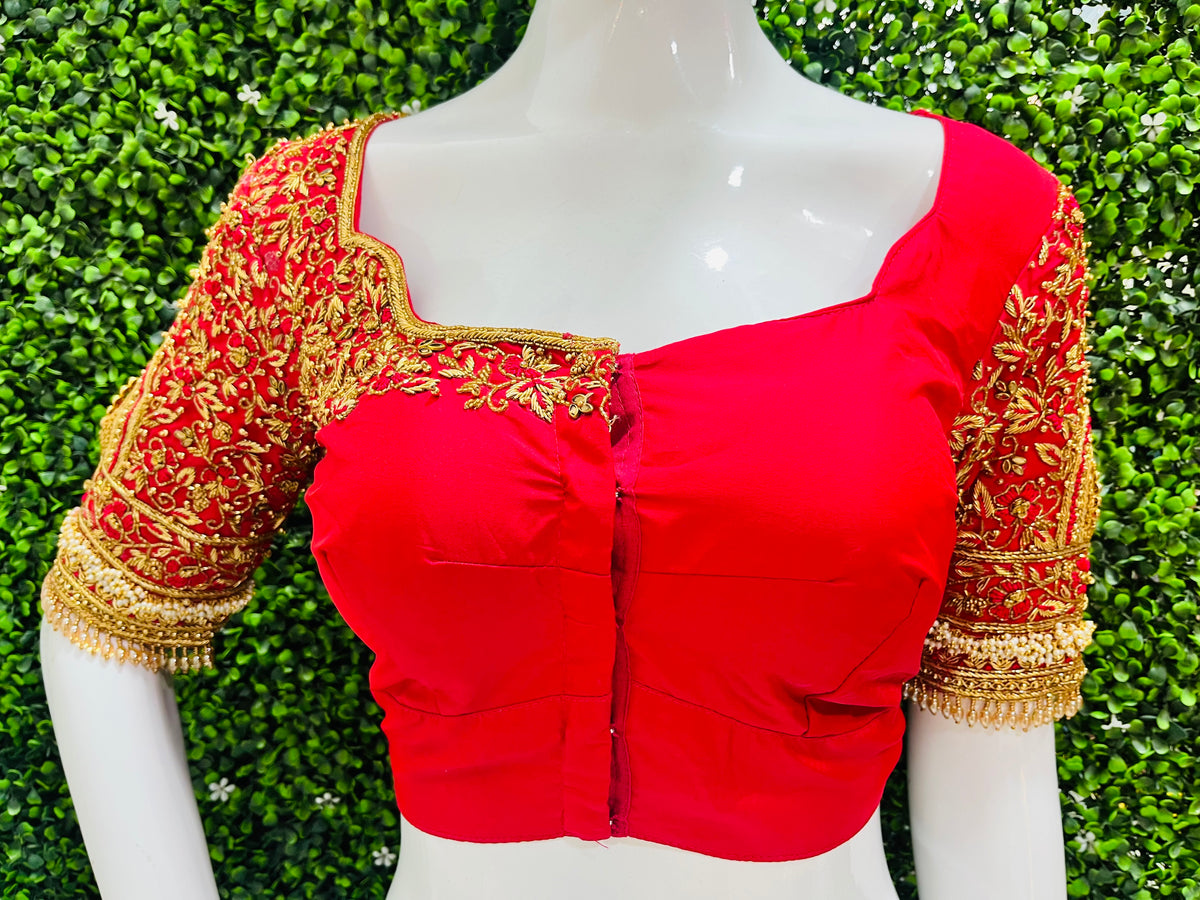 Bridal Handwork blouse Red colour