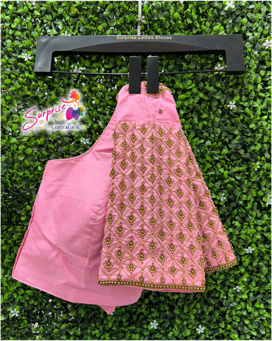 Designer handwork Ari work blouse Baby Pink color