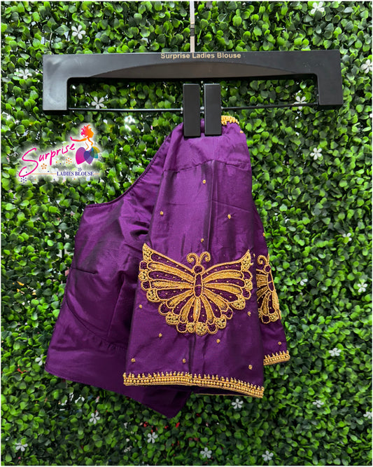 Designer handwork Ari work blouse Purple color