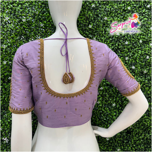 Designer handwork Ari work blouse Lavender color