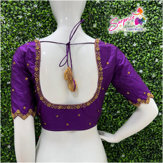 Handwork designer Ari work blouse  purple color
