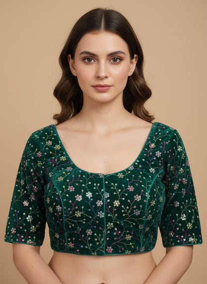Velvet multicolour fancy blouse