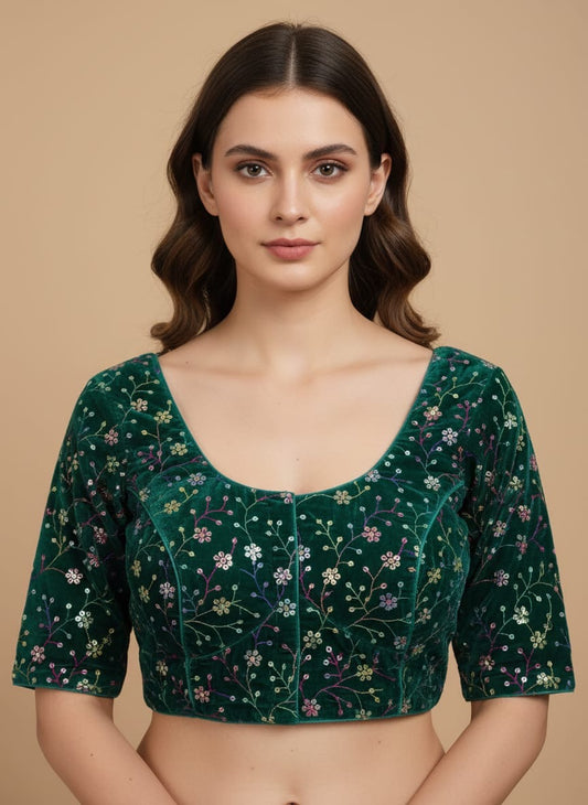 Velvet multicolour fancy blouse