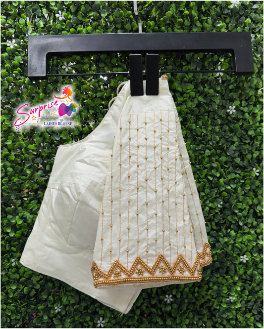 Designer handwork Ari work blouse cream / off white color