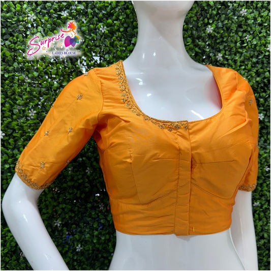 Handwork designer Ari work blouse  yellow mustard color