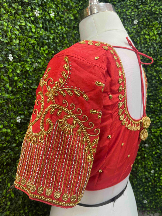 Handwork designer Ari work blouse Red color