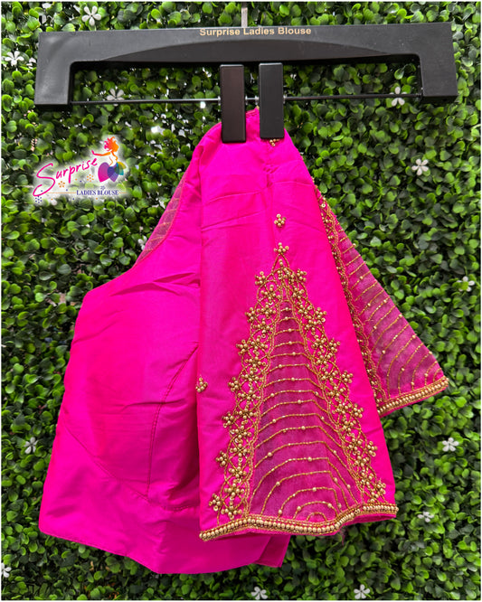 Handwork designer Ari work Readymade Blouse  Pink color