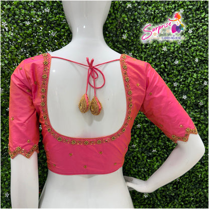 Handwork designer Ari work blouse  pink color