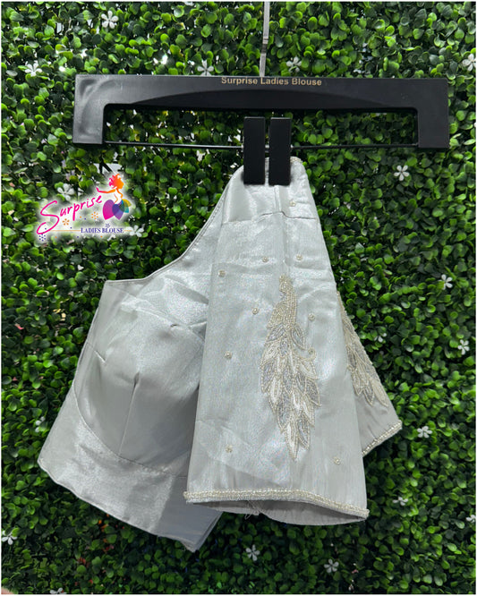 Designer handwork Ari work blouse Silver color