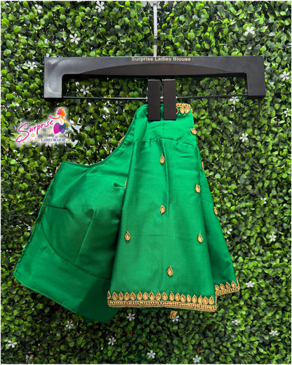 Designer handwork Ari work blouse green color