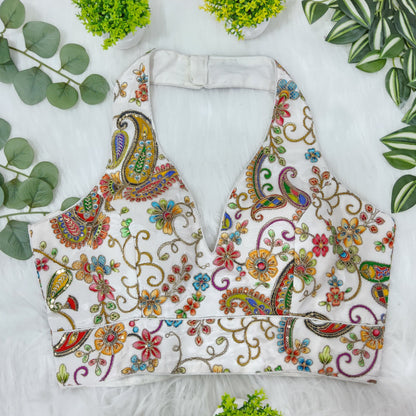 Multicolour alter neck blouse