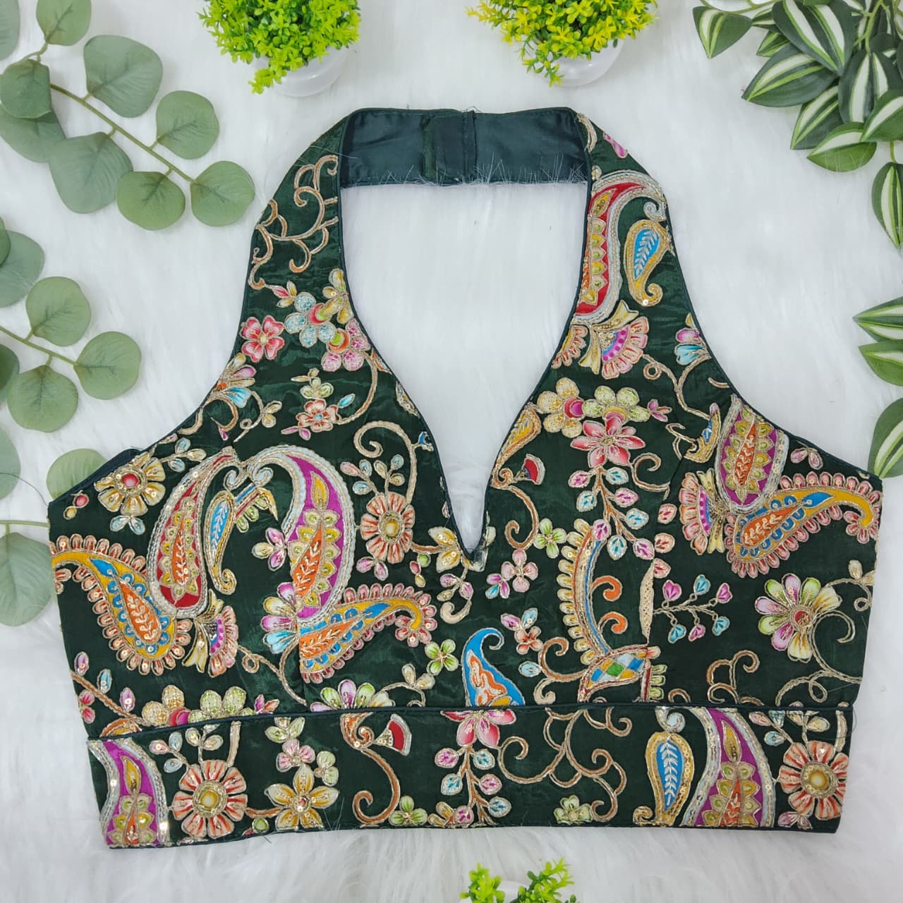 Multicolour alter neck blouse