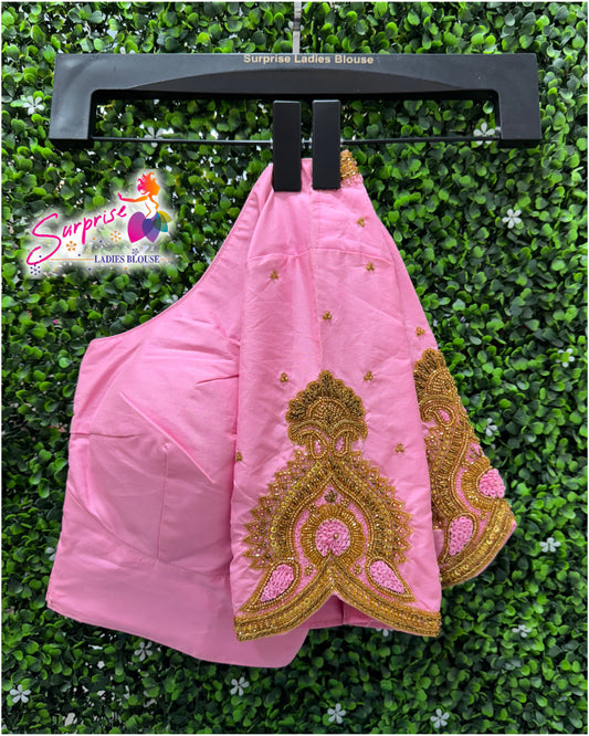 Designer handwork Ari work blouse Baby Pink color