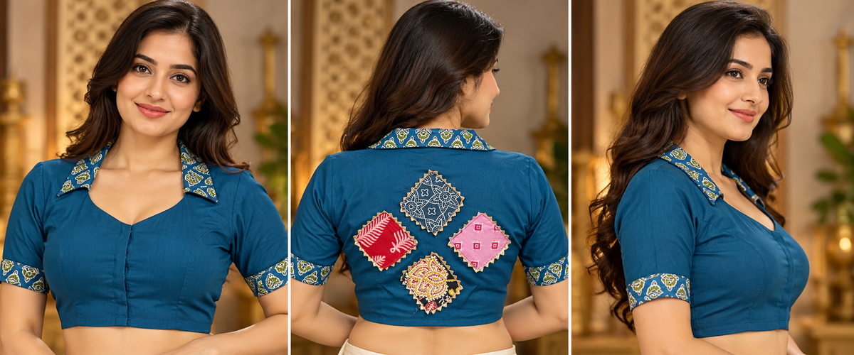 Multicolour colar Neck Blouse