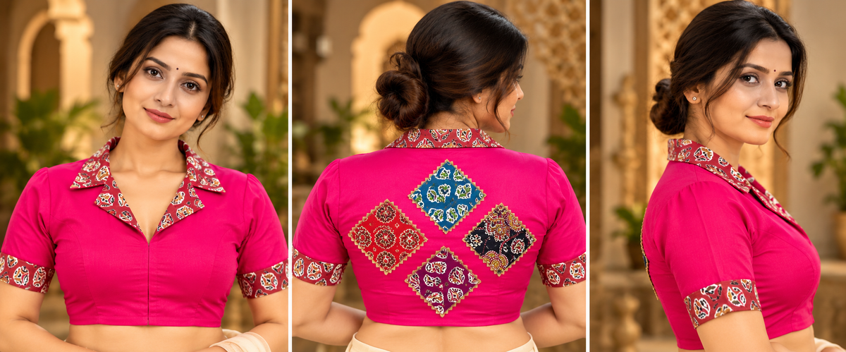 Multicolour Cotton Colar Neck Blouse