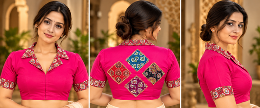 Multicolour Cotton Colar Neck Blouse