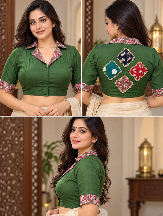 Multicolour Cotton Colar Neck Blouse