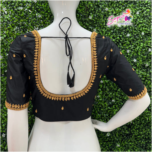 Designer handwork Ari work blouse Black color