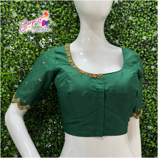 Handwork designer Ari work blouse  green color