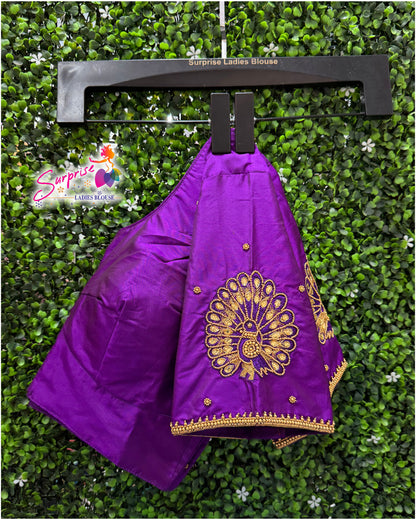 Designer handwork Ari work blouse Purple color