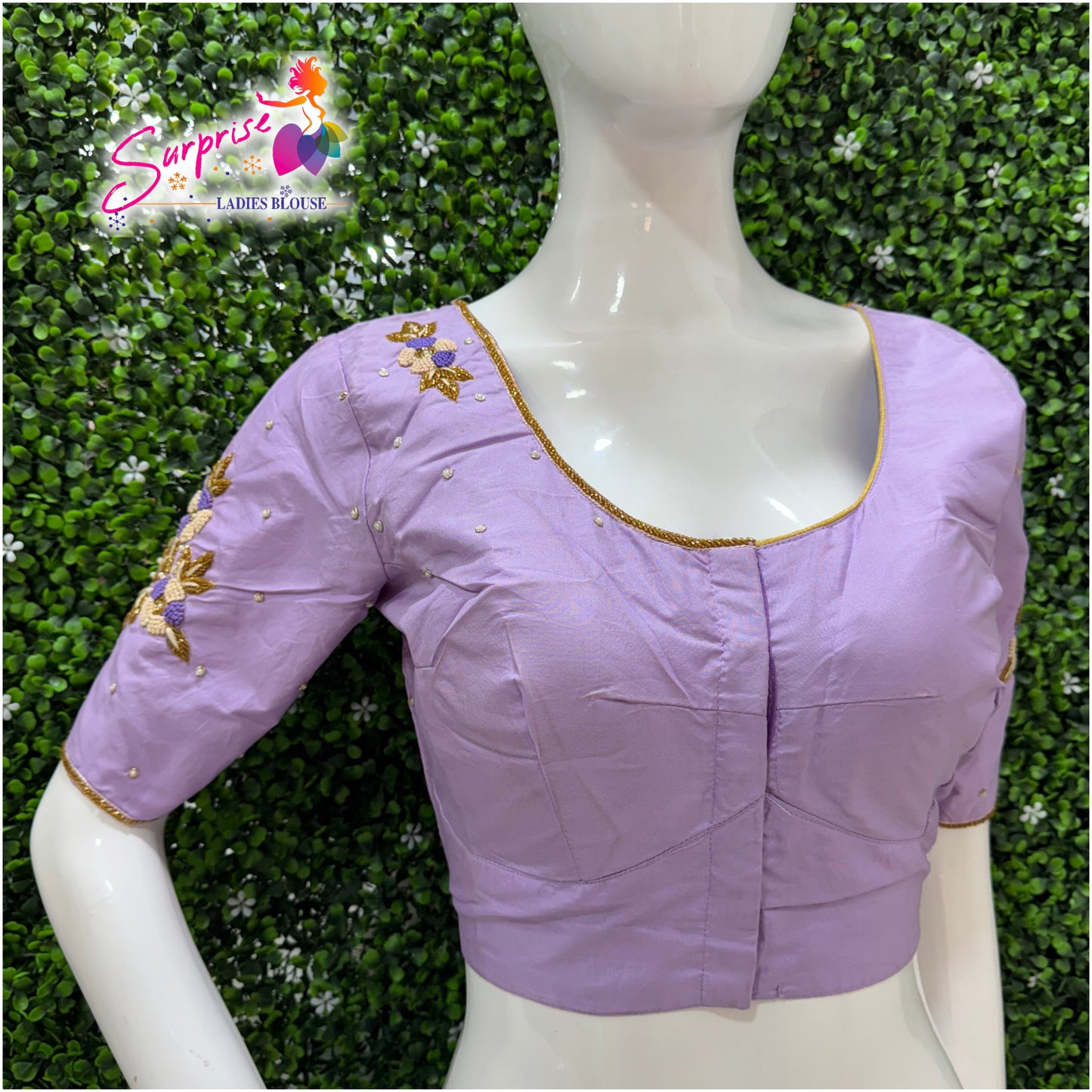Designer handwork Ari work blouse Lavender color