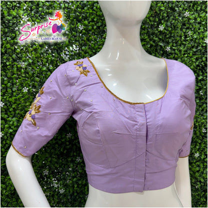Designer handwork Ari work blouse Lavender color