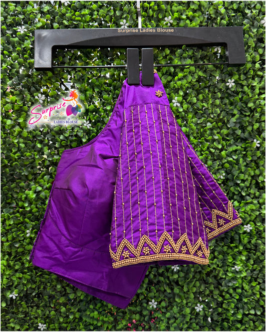 Designer handwork Ari work blouse Purple color