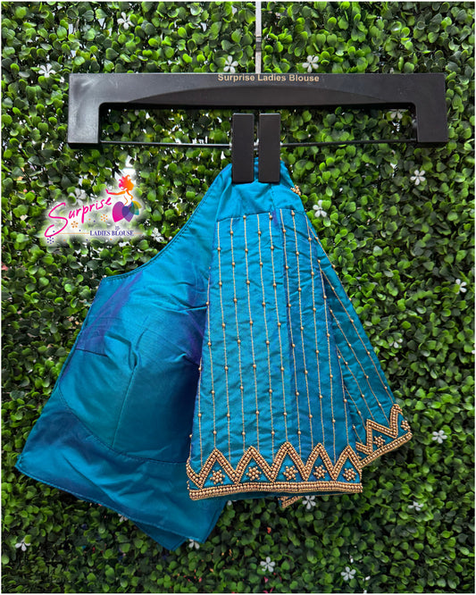 Designer handwork Ari work blouse Blue color