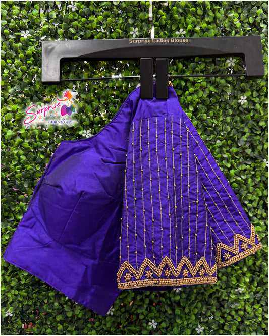 Designer handwork Ari work blouse Blue color