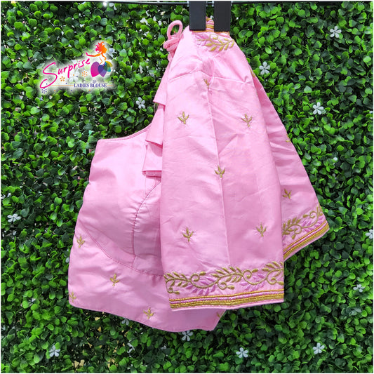 Machine work designer Readymade blouse pink color