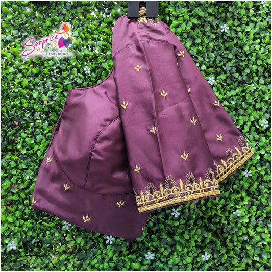 Machine work designer Readymade blouse purple color