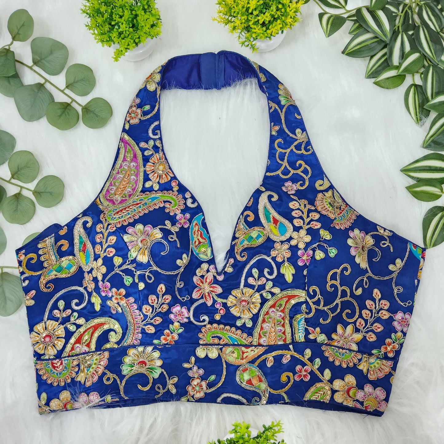Multicolour alter neck blouse