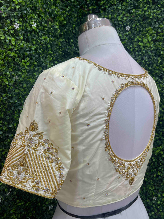 Handwork designer Ari work blouse Cream/ off white color