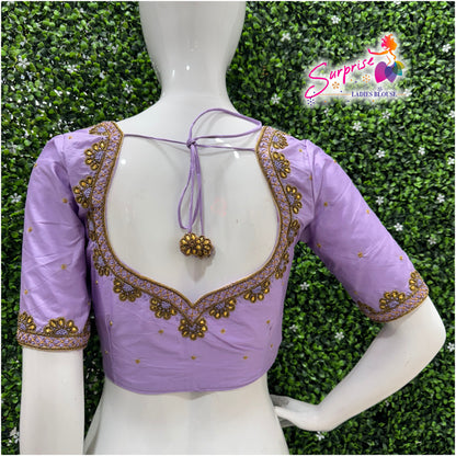 Designer handwork Ari work blouse Lavender color