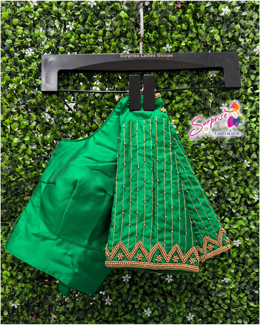 Designer handwork Ari work blouse Green color