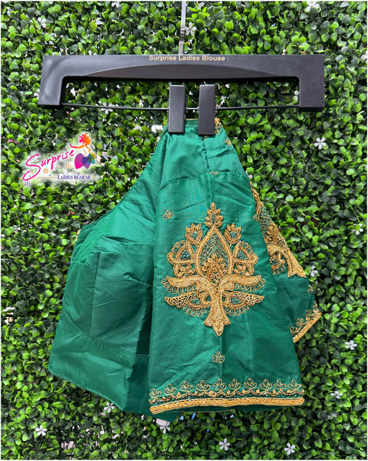 Designer handwork Ari work blouse Green color