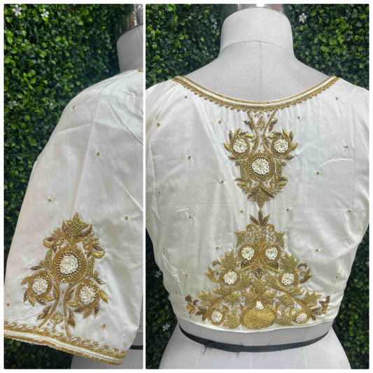 Handwork designer Ari work blouse Cream/ off white color